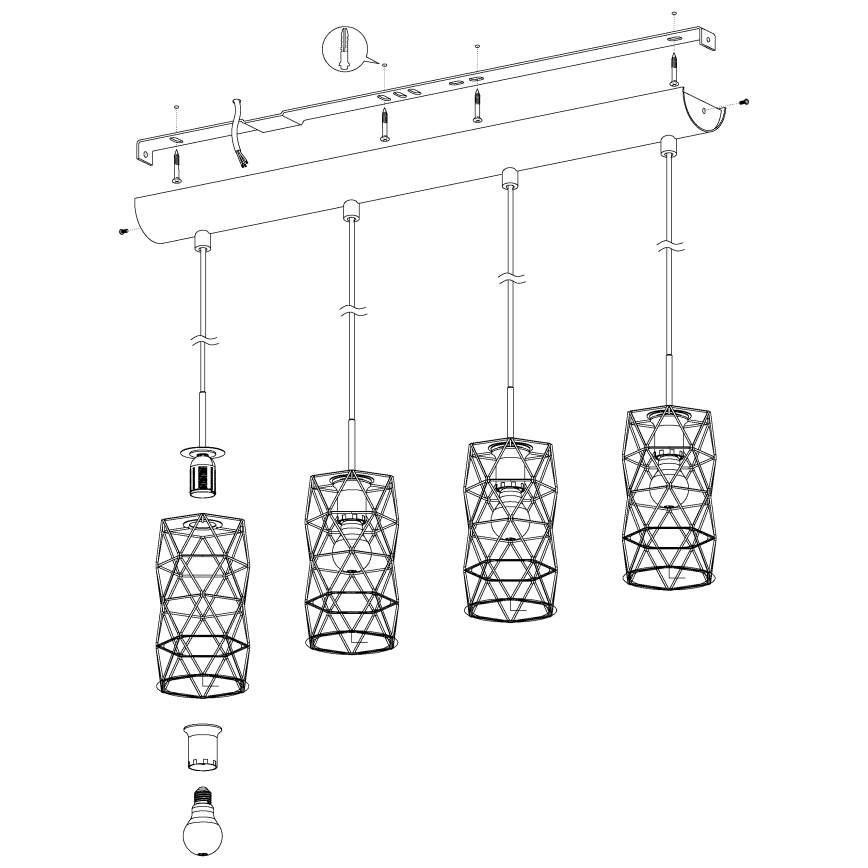 Eglo - Pendant light 4xE27/60W/230V