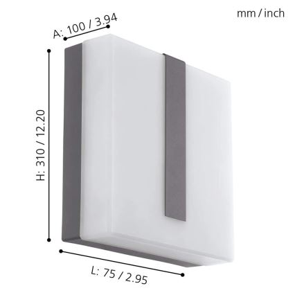 Eglo - LED Dimmable outdoor wall light TORAZZA-C LED/14W/230V IP44