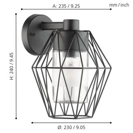 Eglo - Outdoor wall light 1xE27/60W/230V