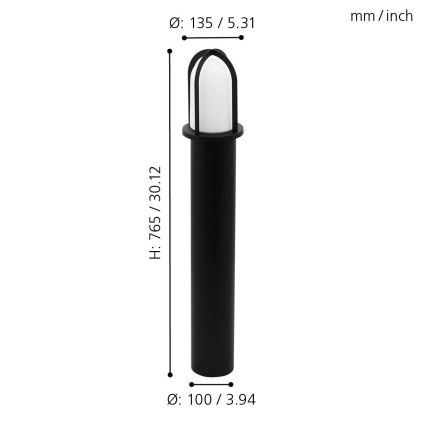 Eglo 97229 - Outdoor lamp PAULLO 1xE27/40W/230V 765 mm