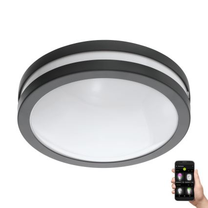 Eglo 97237 - Dimmable LED Bathroom Ceiling Light LOCANA-C LED/14W/230V IP44 Anthracite