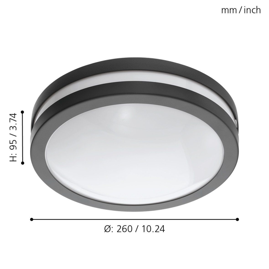 Eglo 97237 - Dimmable LED Bathroom Ceiling Light LOCANA-C LED/14W/230V IP44 Anthracite