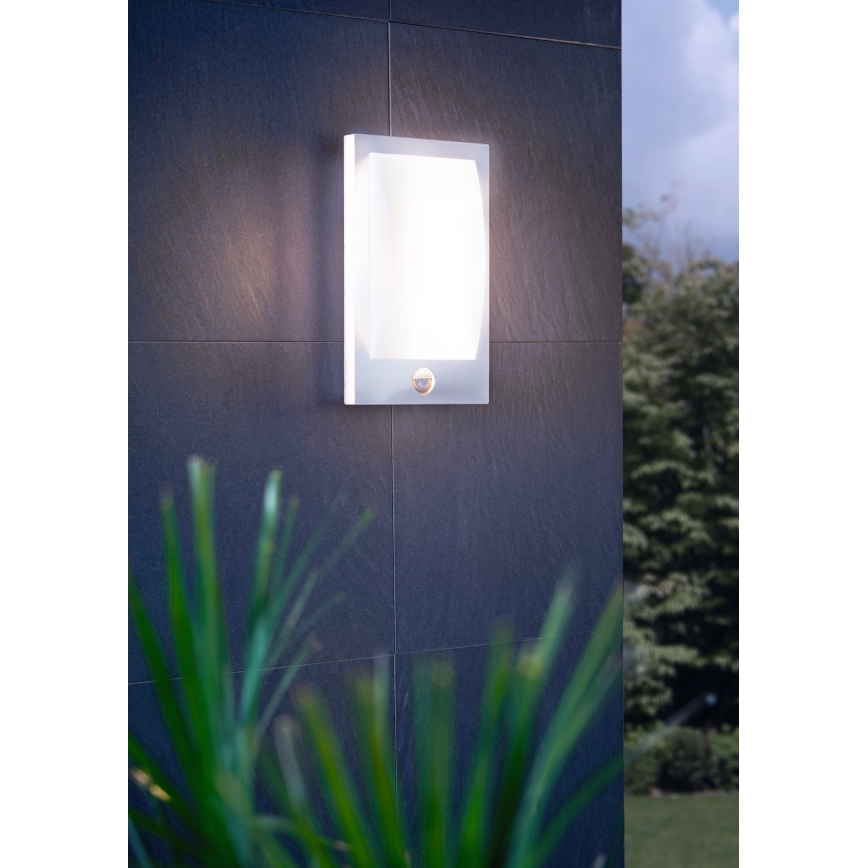 Eglo - Outdoor wall light with a sensor 1xE27/12W/230V IP44 matte chrome