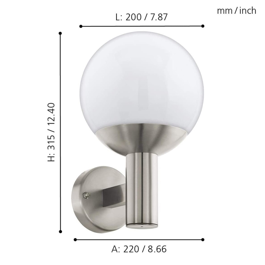 Eglo - LED Dimmable outdoor wall light NISIA-C 1xE27/9W/230V IP44