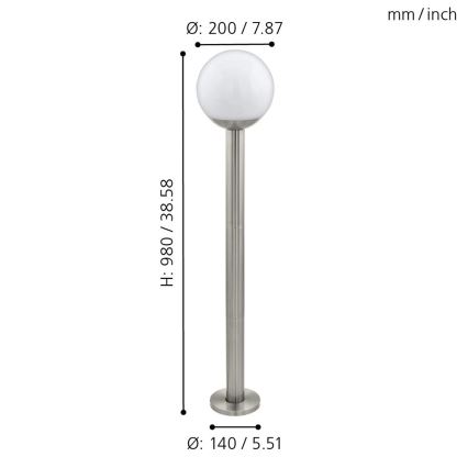 Eglo 97249 - Dimmable LED Outdoor Lamp NISIA-C 1xE27/9W/230V 980 mm IP44