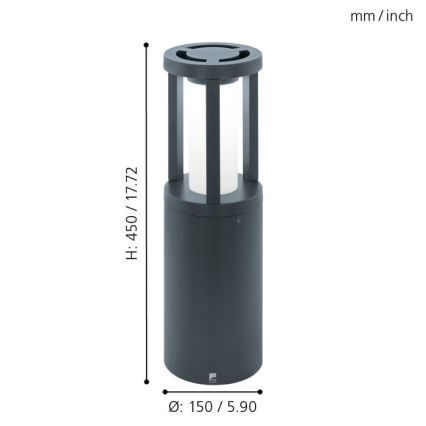 Eglo 97252 - Outdoor LED lamp GISOLA 1xLED/12W/230V IP44 450 mm