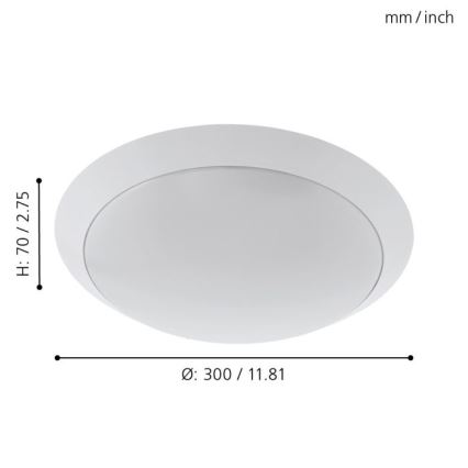 Eglo 97254 - PILONE LED Bathroom Ceiling Light, 11W, 230V, White, IP44