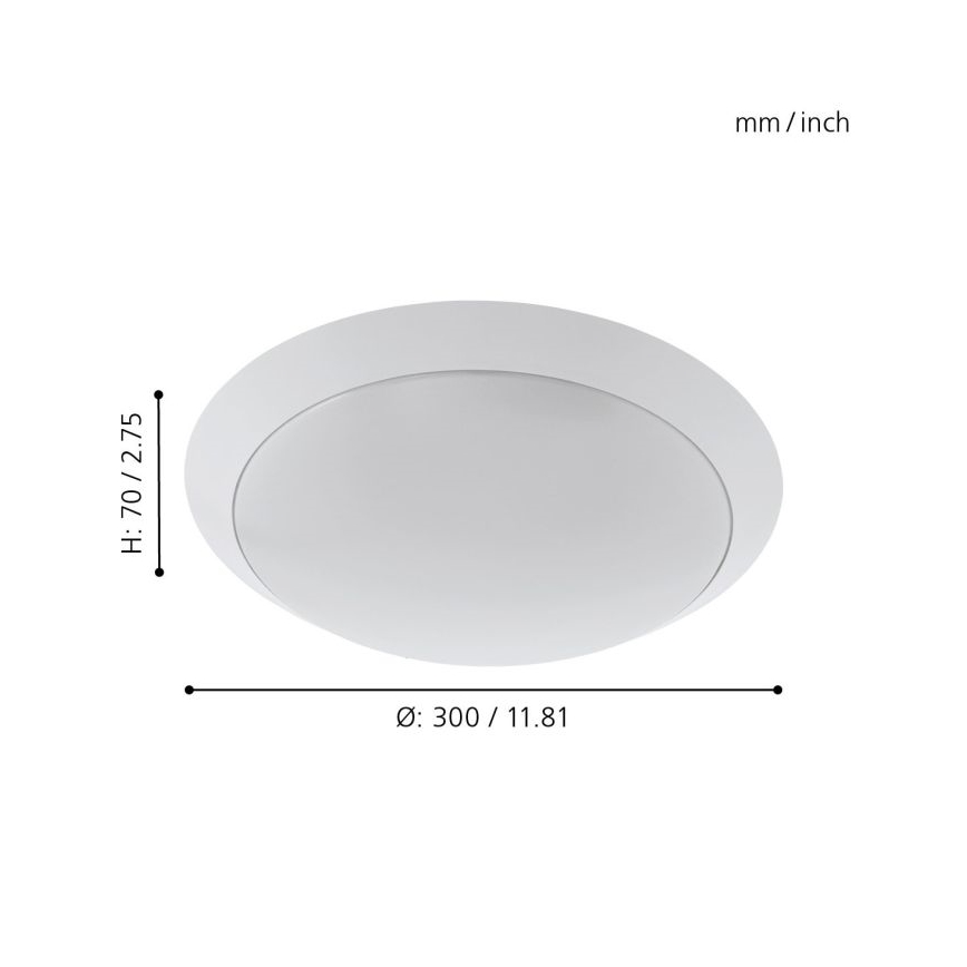 Eglo 97254 - PILONE LED Bathroom Ceiling Light, 11W, 230V, White, IP44