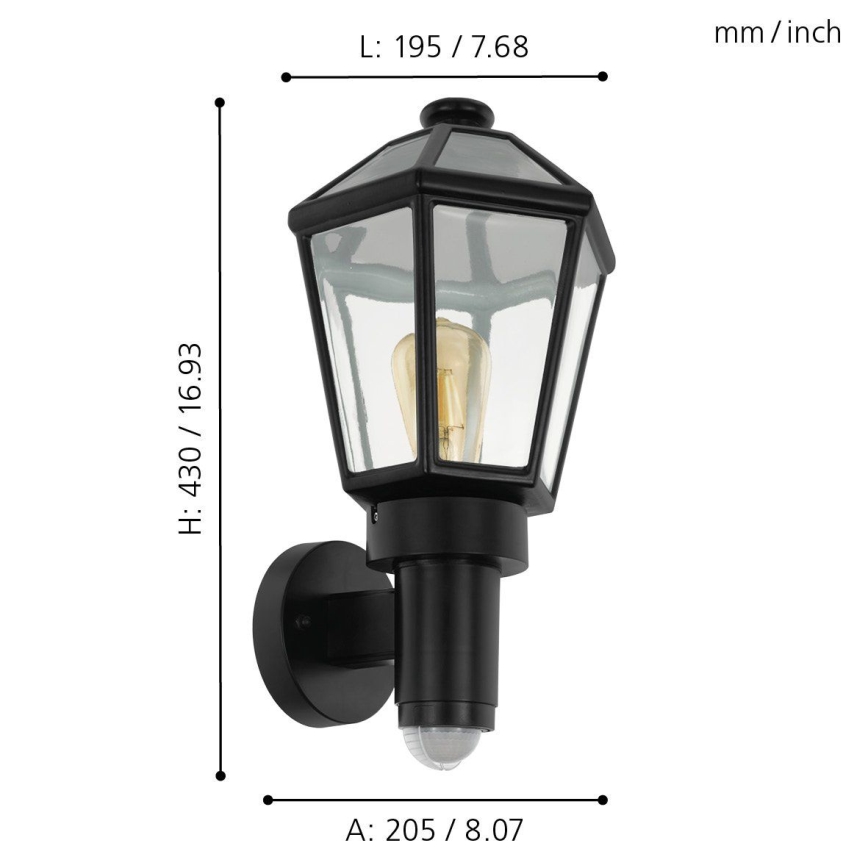 Eglo - Outdoor wall light with a sensor 1xE27/28W/230V IP44