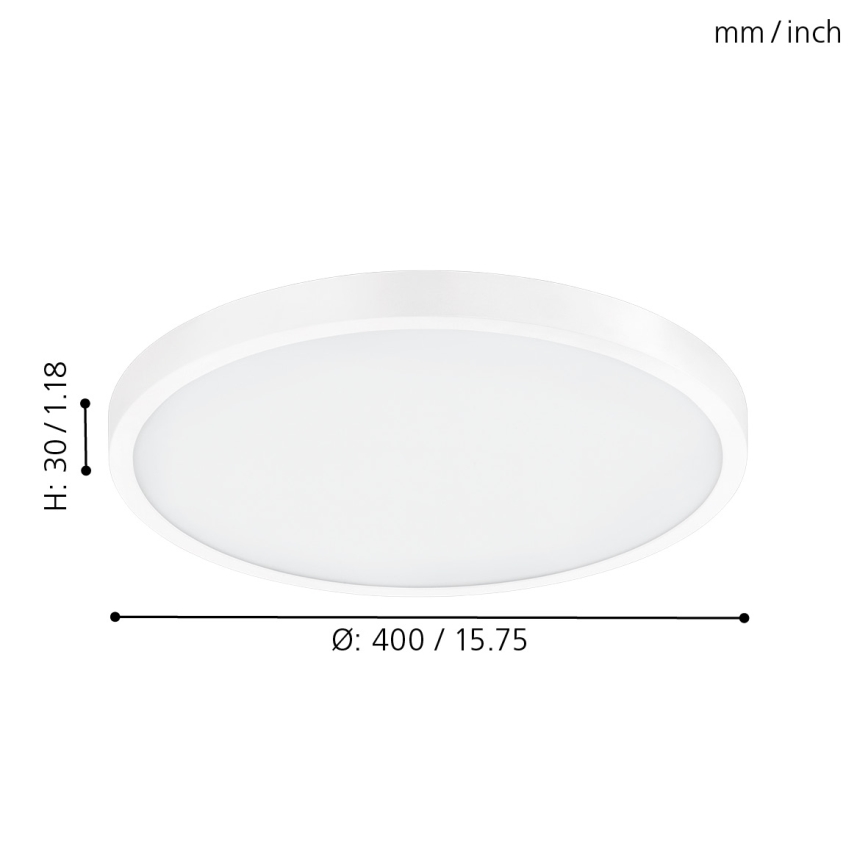 Eglo - LED Ceiling Light 25W/230V, White, Round, 2500 lm, Ø 40 cm