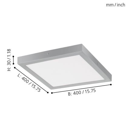 Eglo - LED ceiling light 1xLED/25W/230V silver angular