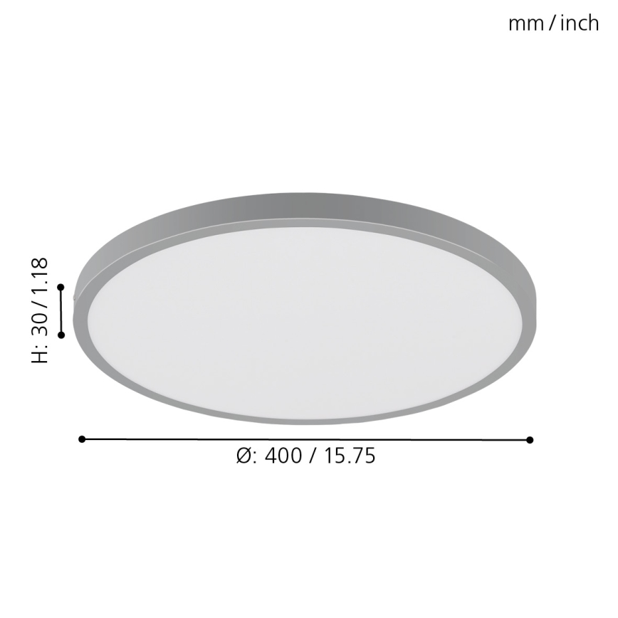 Eglo - LED Ceiling Light 1xLED/25W/230V, Silver, Round, 4000K, Ø 40 cm