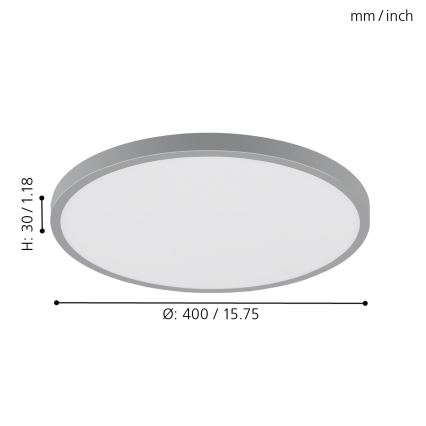 Eglo - LED ceiling light 1xLED/25W/230V silver round 4000K