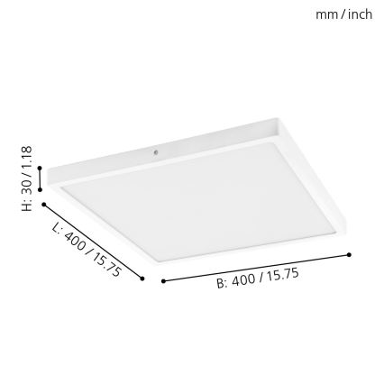 Eglo - LED Ceiling Light LED/25W/230V, White, Square, 4000K, 40x40 cm