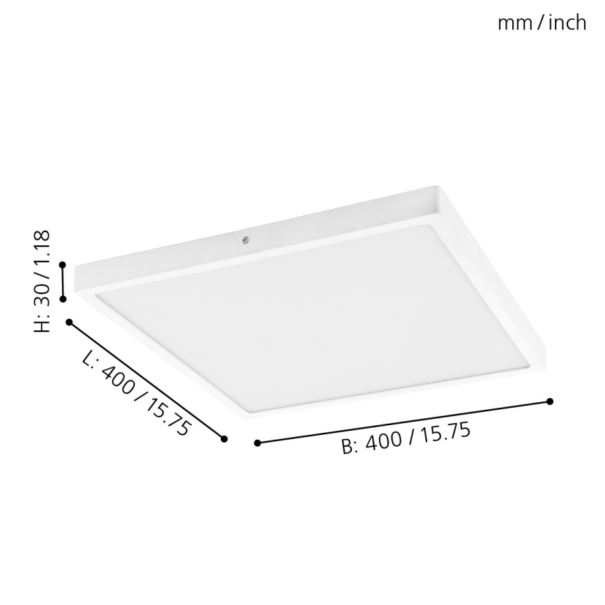 Eglo - LED Ceiling Light LED/25W/230V, White, Square, 4000K, 40x40 cm