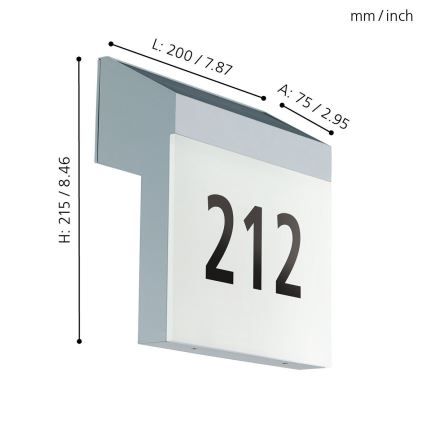 Eglo - Solar house number LED/2W/3,7V IP44