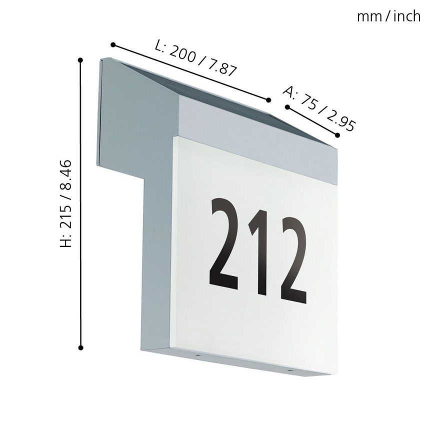 Eglo - Solar house number LED/2W/3,7V IP44