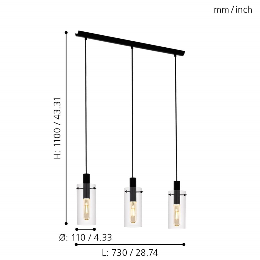 Eglo - Chandelier on a string 3xE27/60W/230V