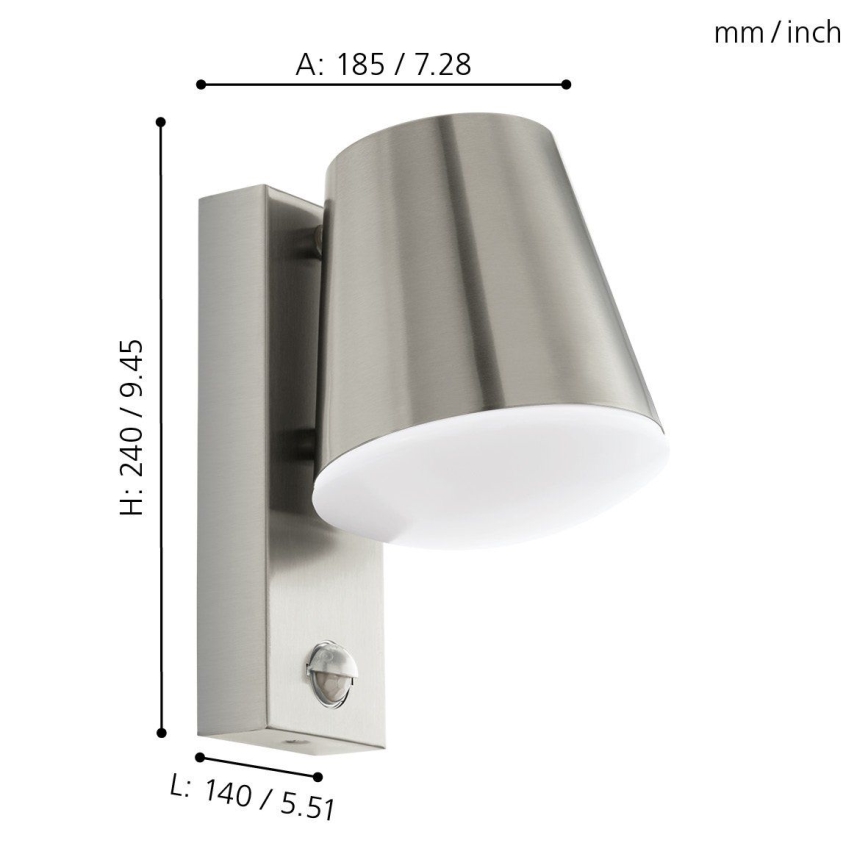 Eglo 97453 - Outdoor wall light with sensor CALDIERO 1xE27/10W/230V IP44