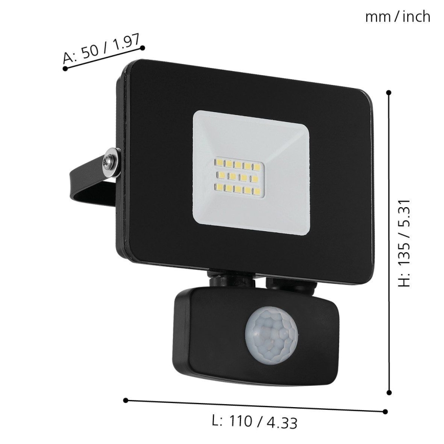 Eglo - LED Floodlight with a sensor LED/10W/230V IP44