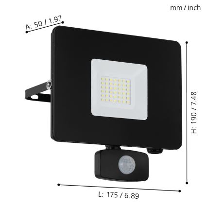 Eglo - LED Floodlight with a sensor LED/30W/230V IP44
