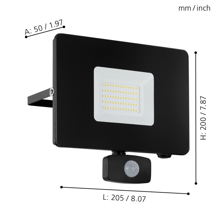 Eglo - LED Flood light with sensor LED/50W/230V IP44