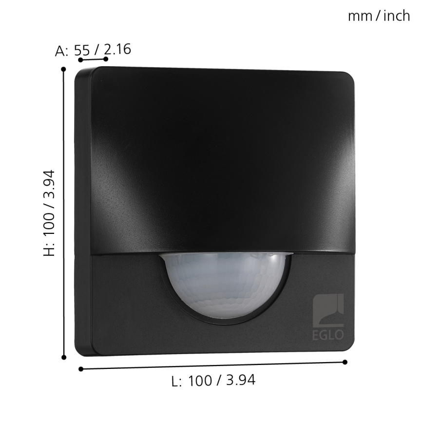 Eglo - Outdoor motion sensor 12 m black IP44