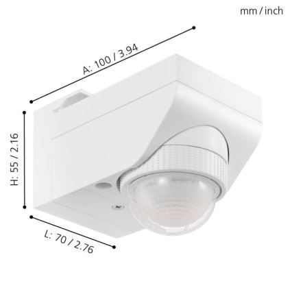 Eglo 97466 - DETECT ME 4 Outdoor Motion Sensor, 12 m, White, IP44