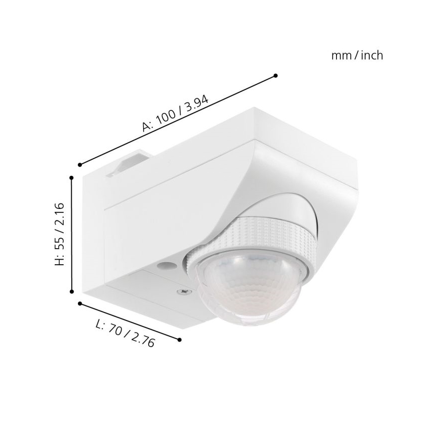 Eglo 97466 - DETECT ME 4 Outdoor Motion Sensor, 12 m, White, IP44
