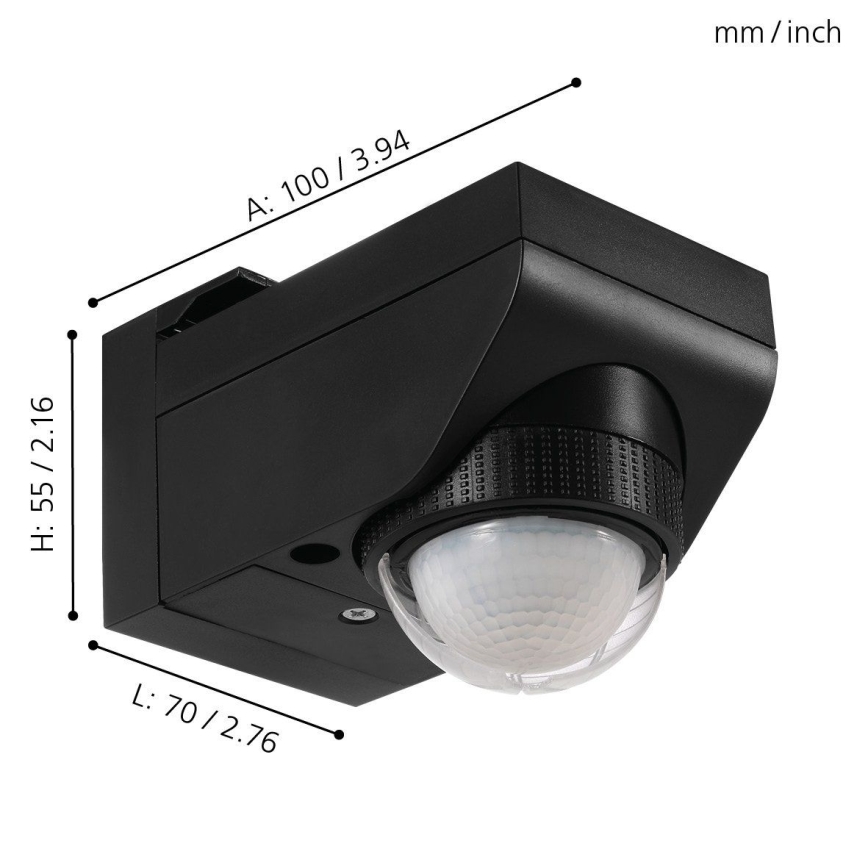 Eglo 97467 - DETECT ME 4 Outdoor motion and dusk sensor, 12 m, black, IP44