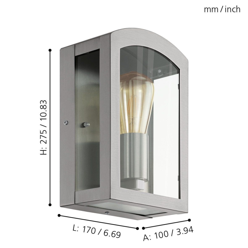 Eglo 97477 - Outdoor wall light PARETTA 1xE27/60W/230V matte chrome