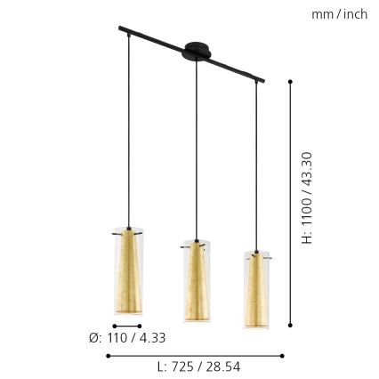 Eglo - Chandelier on a string 3xE27/60W/230V