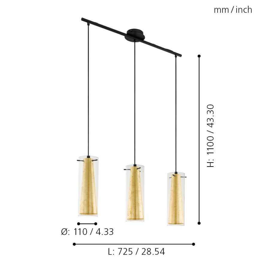 Eglo - Chandelier on a string 3xE27/60W/230V