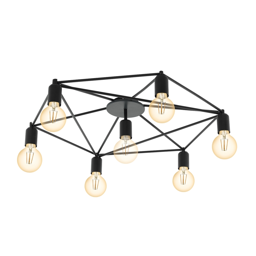 Eglo - Surface-mounted chandelier 7xE27/60W/230V black