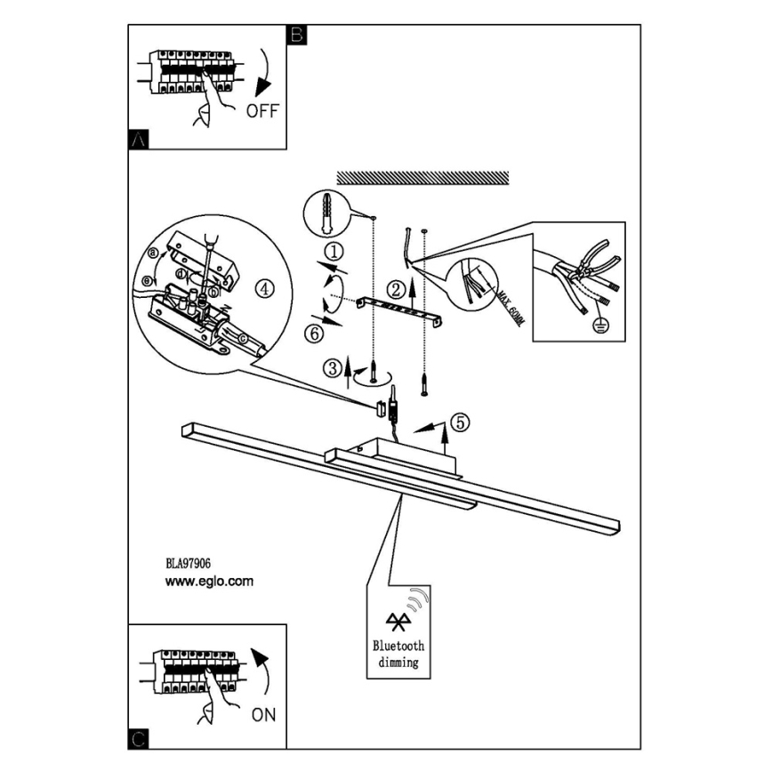 Eglo - LED RGB Dimmable Surface-Mounted Ceiling Light FRAIOLI-C LED/34W/230V