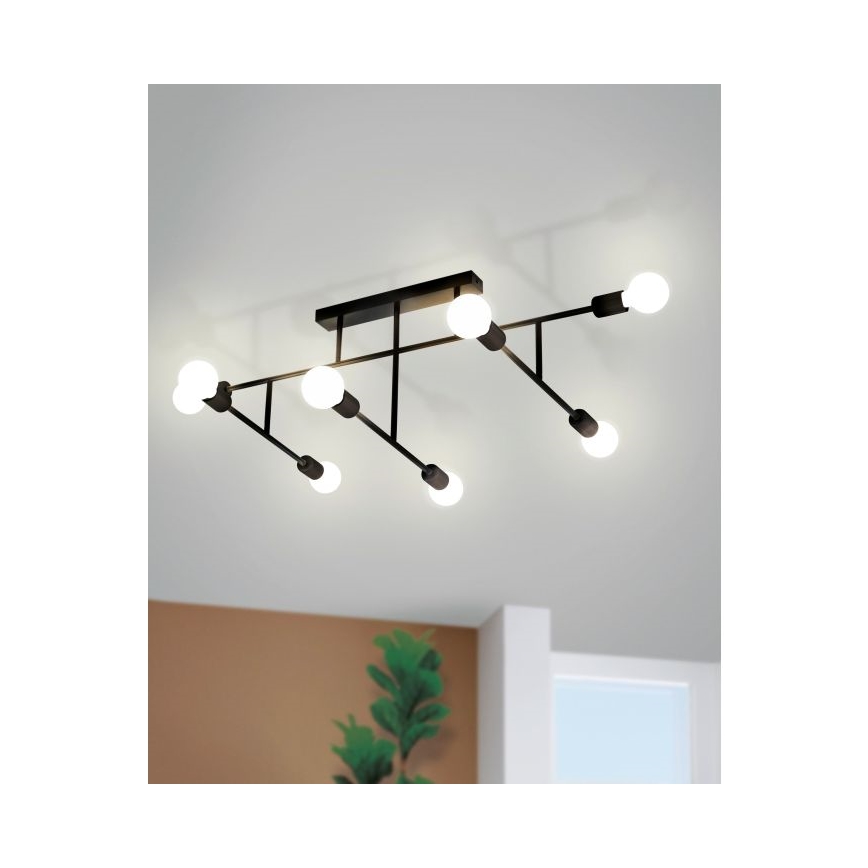 Eglo - Surface-mounted chandelier 8xE27/40W/230V black