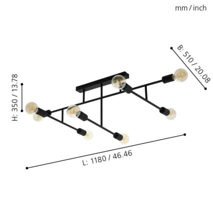 Eglo - Surface-mounted chandelier 8xE27/40W/230V black