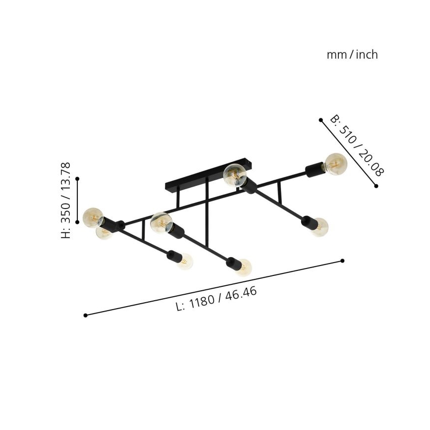 Eglo - Surface-mounted chandelier 8xE27/40W/230V black