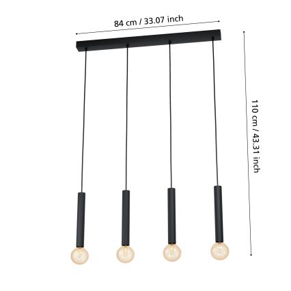 Eglo - Chandelier on a string 4xE27/60W/230V