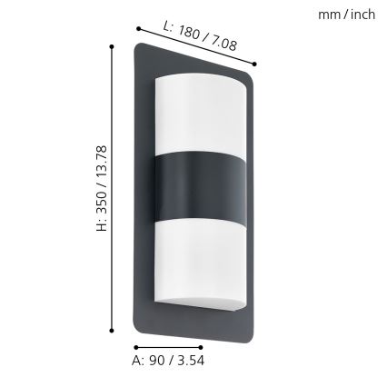 Eglo - Outdoor wall light 2xE27/10W/230V anthracite IP44