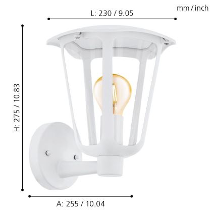 Eglo - Outdoor wall light 1xE27/60W/230V IP4white