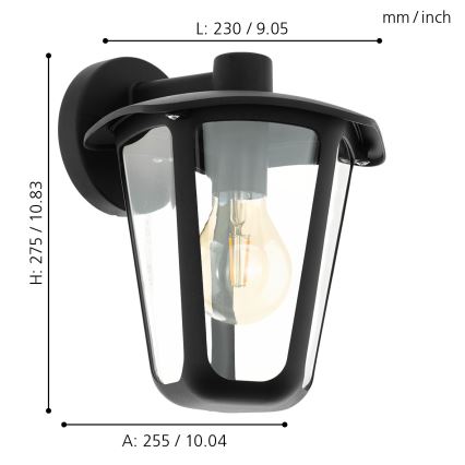 Eglo - Outdoor wall light 1xE27/60W/230V IP4black
