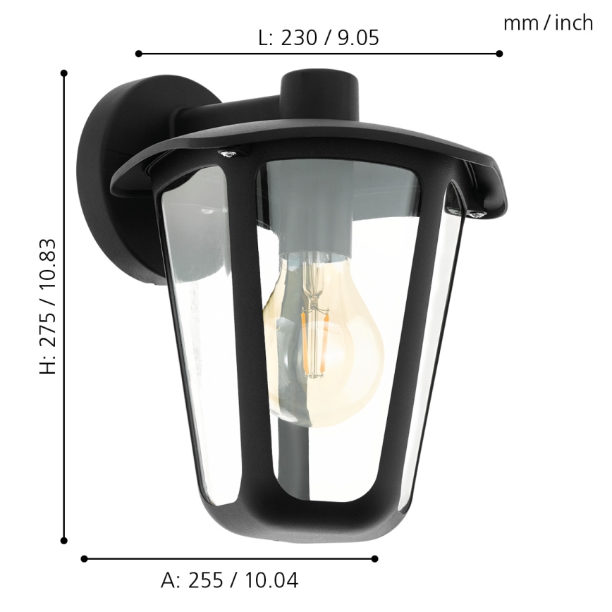 Eglo - Outdoor wall light 1xE27/60W/230V IP4black