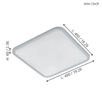 Eglo 98258 - COGOLETO LED Dimmable Ceiling Light, 30W/230V, with Remote Control