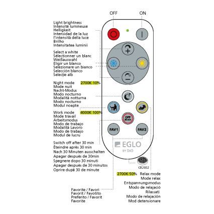Eglo - LED Dimmable bathroom light LED/12W/230V IP44 + remote control