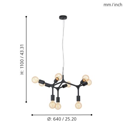 Eglo - Chandelier on a string 9xE27/60W/230V