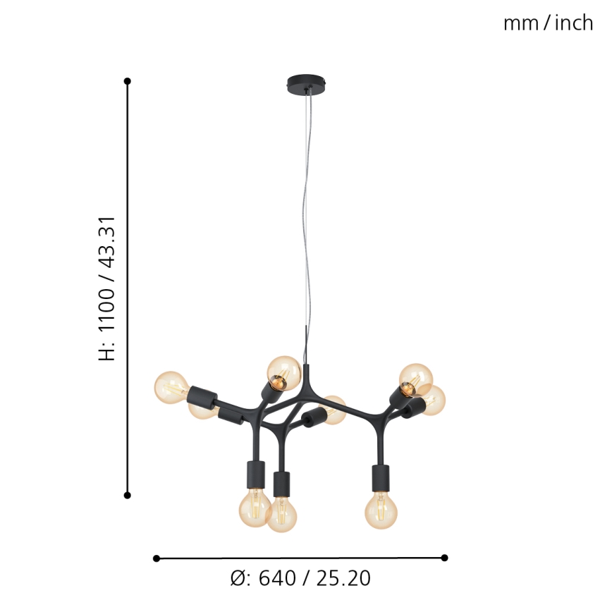 Eglo - Chandelier on a string 9xE27/60W/230V