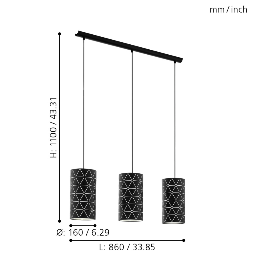 Eglo - Chandelier on a string 3xE27/40W/230V