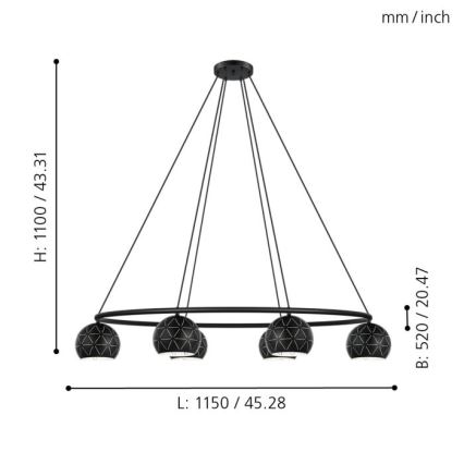 Eglo - Chandelier on a string 6xE14/40W/230V