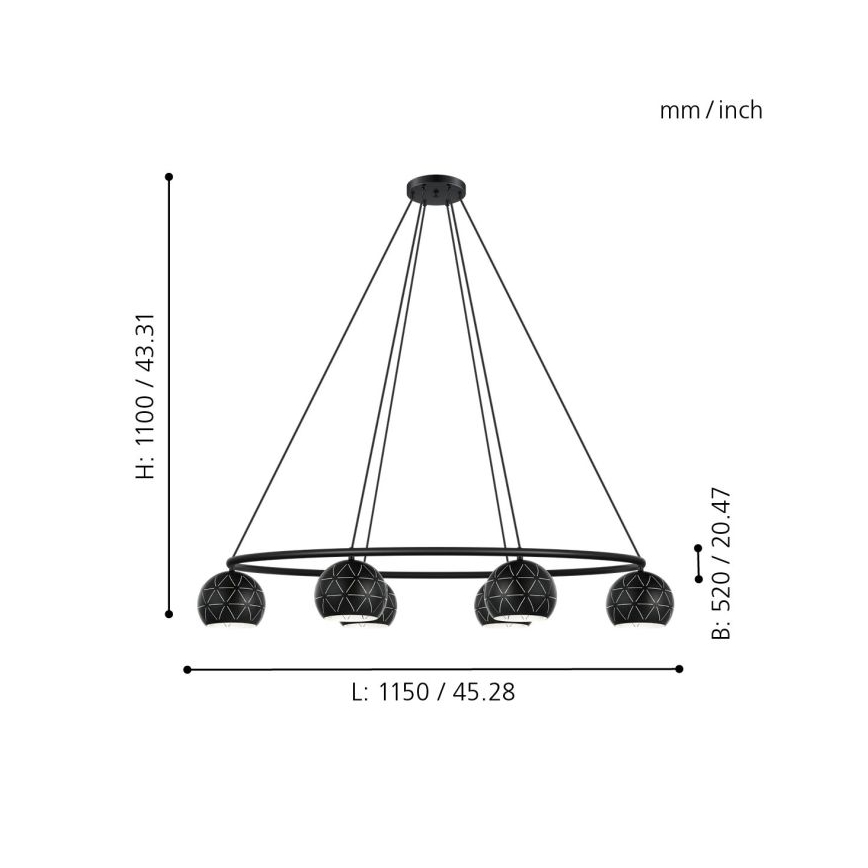 Eglo - Chandelier on a string 6xE14/40W/230V